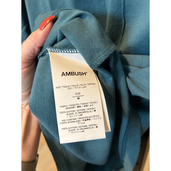 Ambush rivet T-shirt with mock neck size medium in blue - Picture 4 of 4